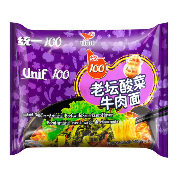 统一100 老坛酸菜牛肉面 袋装 119g