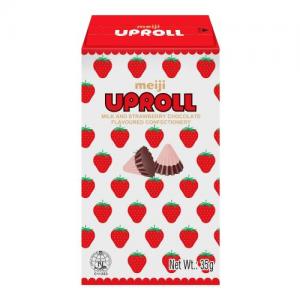 Meiji Uproll Milk And Strawberry Chocolate Flavoured Confectionery 35g